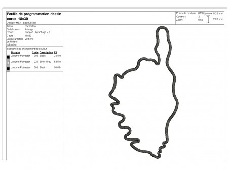 Motif de broderie machine Corse
