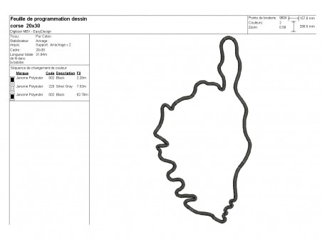 Motif de broderie machine Corse