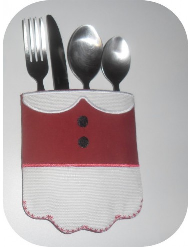 Instant download  machine embroidery design  santa claus cutlery holder  ITH