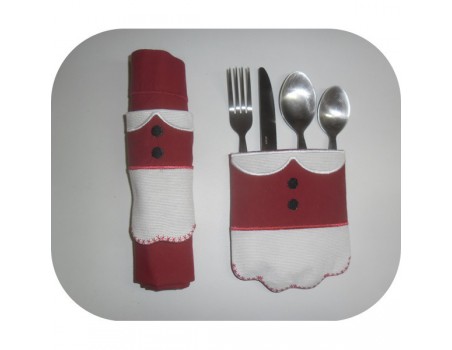 Instant download  machine embroidery design  santa claus cutlery holder  ITH