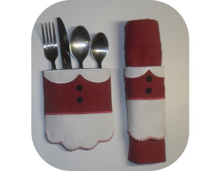 Instant download  machine embroidery design  santa claus cutlery holder  ITH