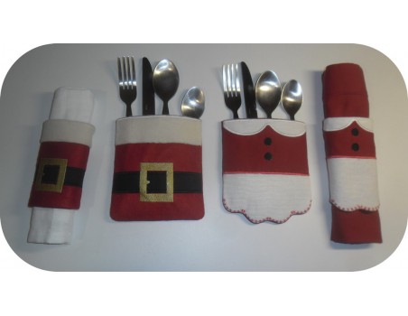 Instant download  machine embroidery design  santa claus cutlery holder  ITH