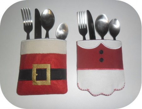 Instant download  machine embroidery design  santa claus cutlery holder  ITH