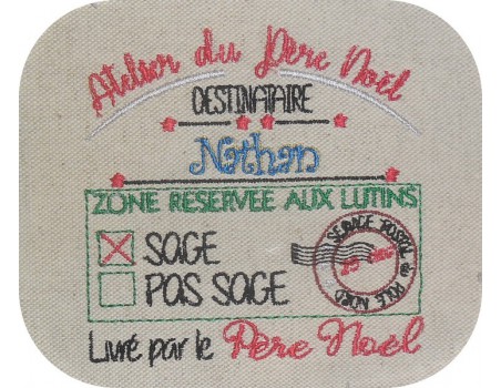 Motif de broderie machine atelier père noël