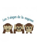 Instant download machine embroidery design the 3 monkeys of wisdom