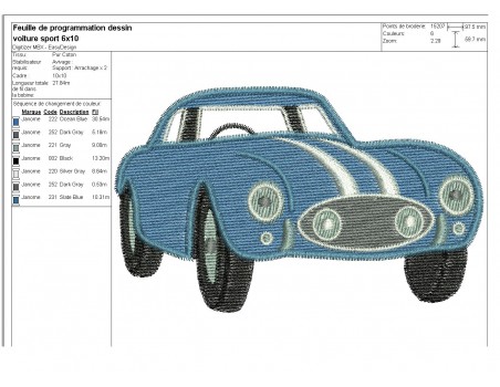 Instant download machine embroidery English sports car 