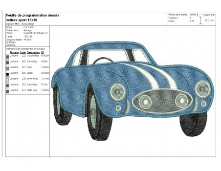 Instant download machine embroidery English sports car 