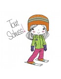 Instant download machine embroidery design little girl skier