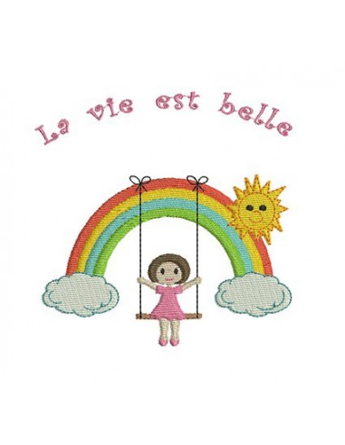 Motif de broderie arc en ciel