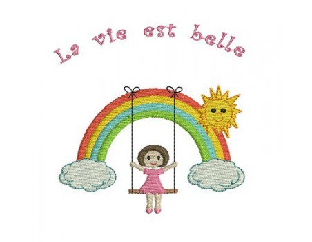 Motif de broderie arc en ciel