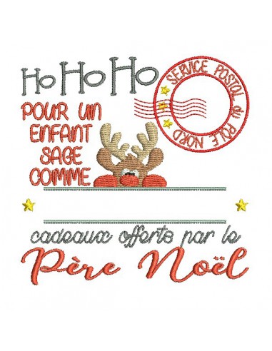 Motif de broderie machine livraison père noël enfant sage