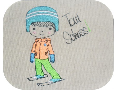 Instant download machine embroidery design little girl skier