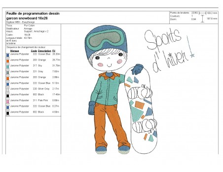 Instant download machine embroidery design little girl with a snowboard