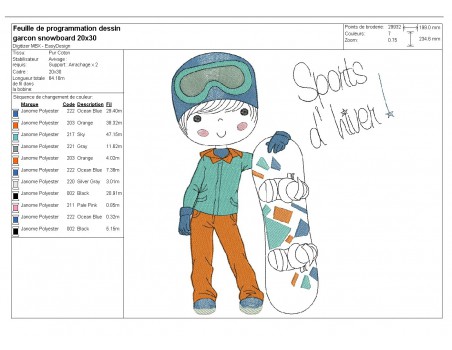 Instant download machine embroidery design little girl with a snowboard