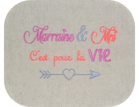 Motif de broderie  machine texte marraine et moi