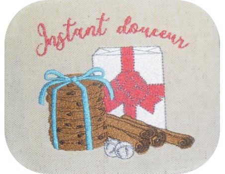 Instant download machine embroidery design Christmas gift package and cookies