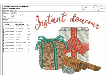 Instant download machine embroidery design Christmas gift package and cookies