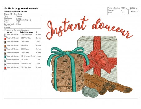 Instant download machine embroidery design Christmas gift package and cookies