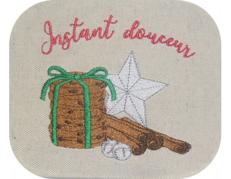 Motif de broderie machine goûter de noël avec cookies et étoile