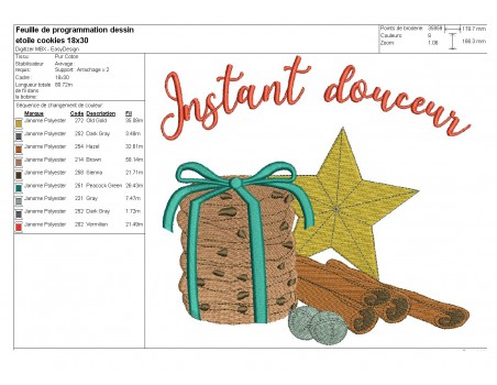 Instant download machine embroidery design Christmas star and cookies