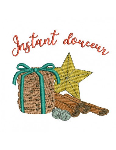 Instant download machine embroidery design Christmas star and cookies