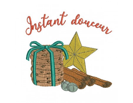 Instant download machine embroidery design Christmas star and cookies