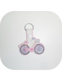 Motif de broderie machine porte clé vélo en mylar  ITH
