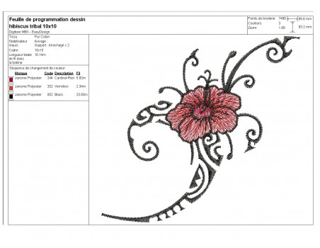 Instant download  machine embroidery design hibiscus tattoo tribal