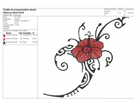 Instant download  machine embroidery design hibiscus tattoo tribal