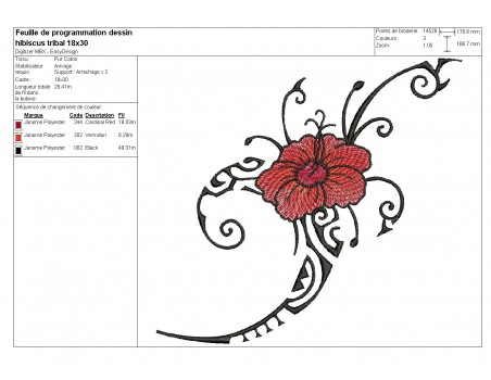 Instant download  machine embroidery design hibiscus tattoo tribal