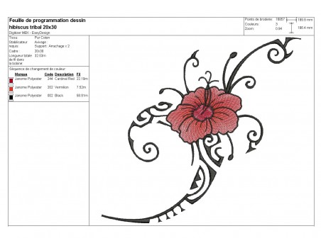 Instant download  machine embroidery design hibiscus tattoo tribal