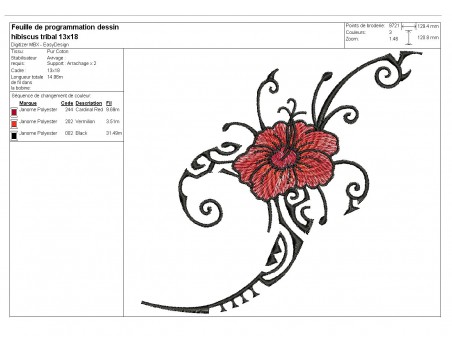 Instant download  machine embroidery design hibiscus tattoo tribal