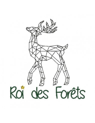 Instant download machine embroidery design geometric deer king of the forest