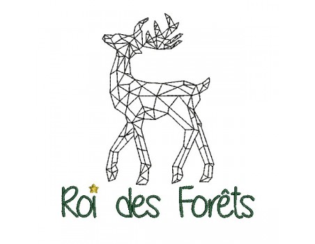 Instant download machine embroidery design geometric deer king of the forest