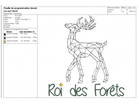 Instant download machine embroidery design geometric deer king of the forest