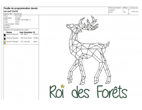 Instant download machine embroidery design geometric deer king of the forest