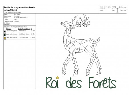 Instant download machine embroidery design geometric deer king of the forest