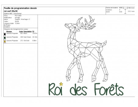 Instant download machine embroidery design geometric deer king of the forest