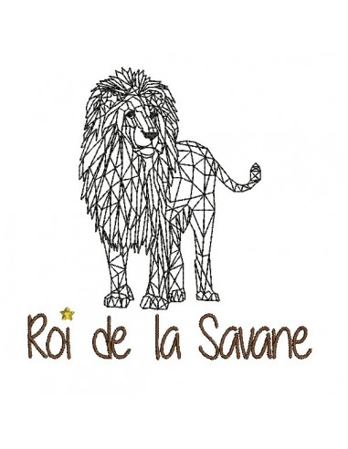 Motif de broderie machine Lion roi de la savane