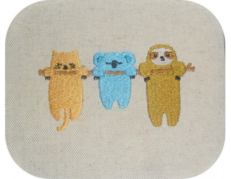 Motif de broderie machine trio d'animaux