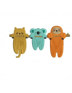 Motif de broderie machine trio d'animaux