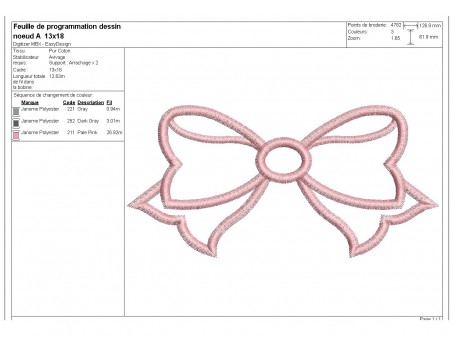 Motif de broderie machine noeud appliqué