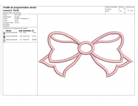 Motif de broderie machine noeud appliqué