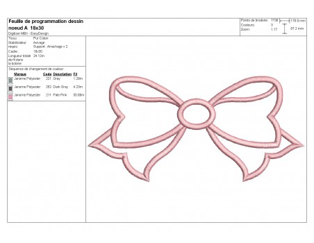 Motif de broderie machine noeud appliqué