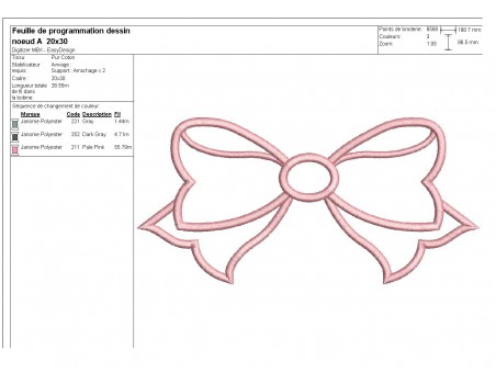 Motif de broderie machine noeud appliqué