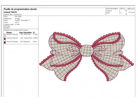 Motif de broderie machine noeud