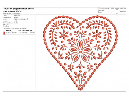 Instand download Embroidery design machine Decorative  heart