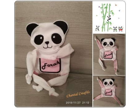 Motif de broderie machine doudou panda  ITH