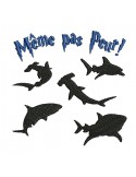 Motif de broderie machine requins même pas peur