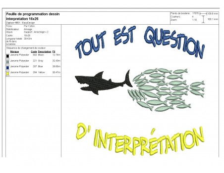 Motif de broderie machine texte question d' interprétation